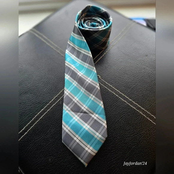 Blue Plaid Dockers Mens Tie - Picture 2 of 6